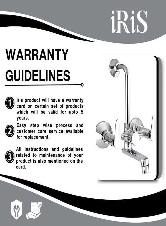 آيريس خلاط حائط نحاسي iRiS 2 في 1 مع إمكانية تركيب دش علوي | مؤشرات مرئية للماء الساخن والبارد | أنبوب منحني بطول 125 مم | صنبور حمام مطلي بالكروم - Image 5